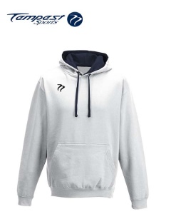 Tempest Lightweight White Navy Hooded Sweatshirt